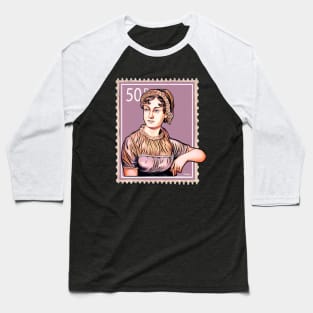 Jane Austen Postage Stamp Baseball T-Shirt